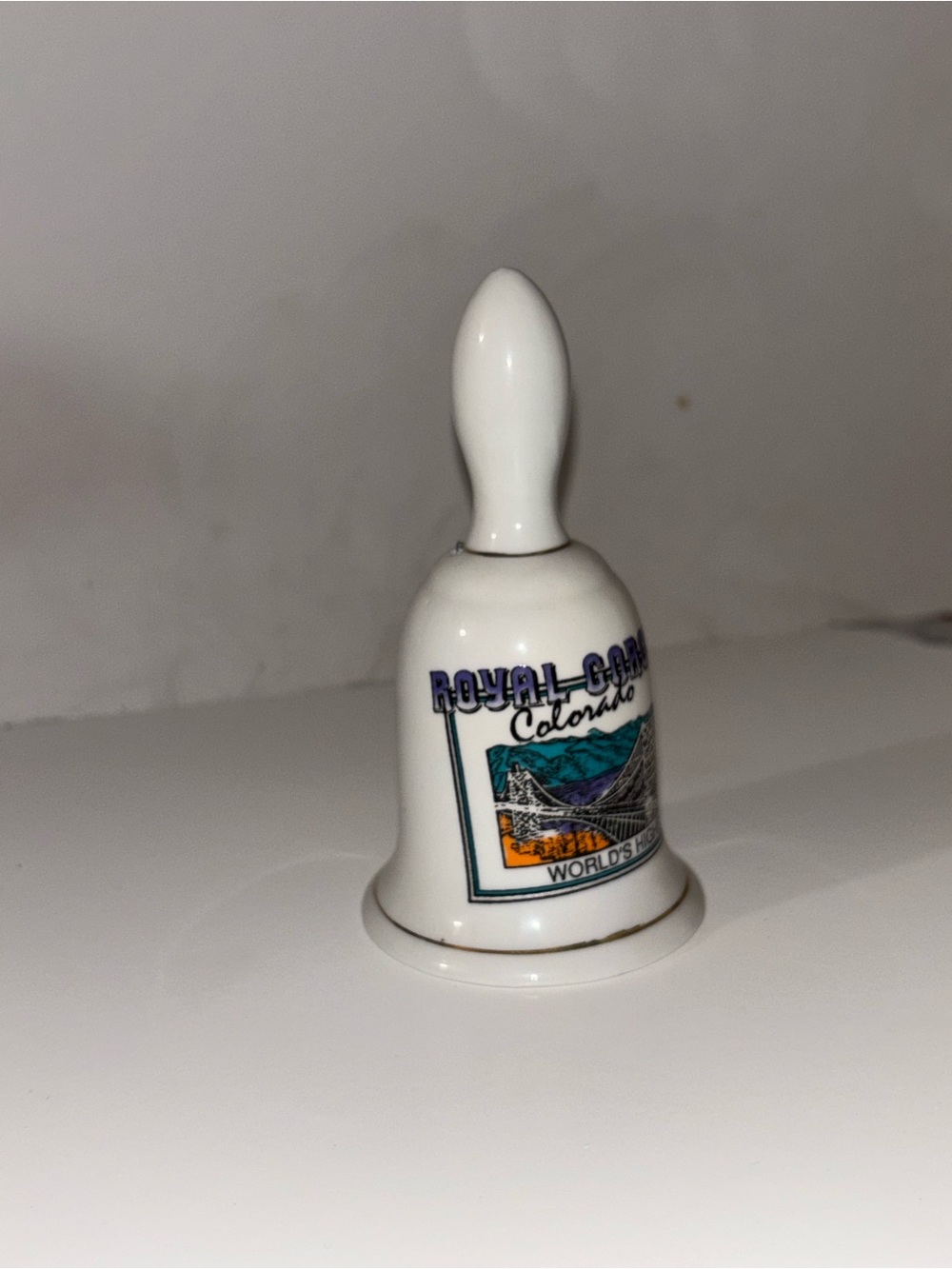 Royal Gorge Colorado White Souvenir Porcelain Bell